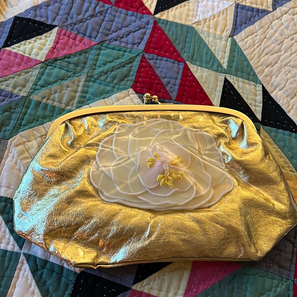 Manoush gold clutch purse